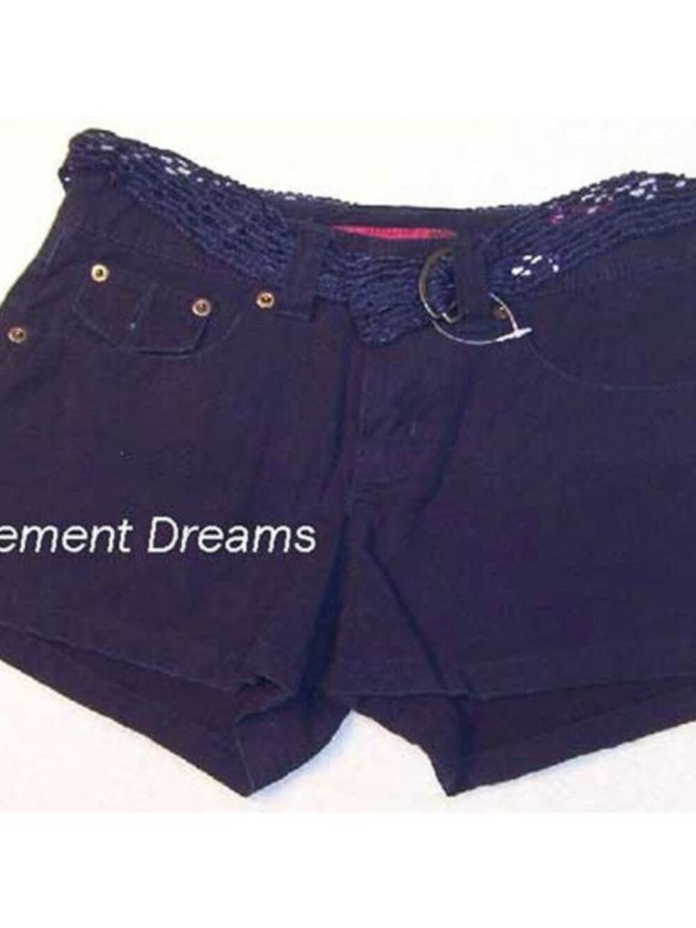 Juniors 5 Blue Shorts Crochet Belt Buttoned Back Pockets Casual Summer Style SO